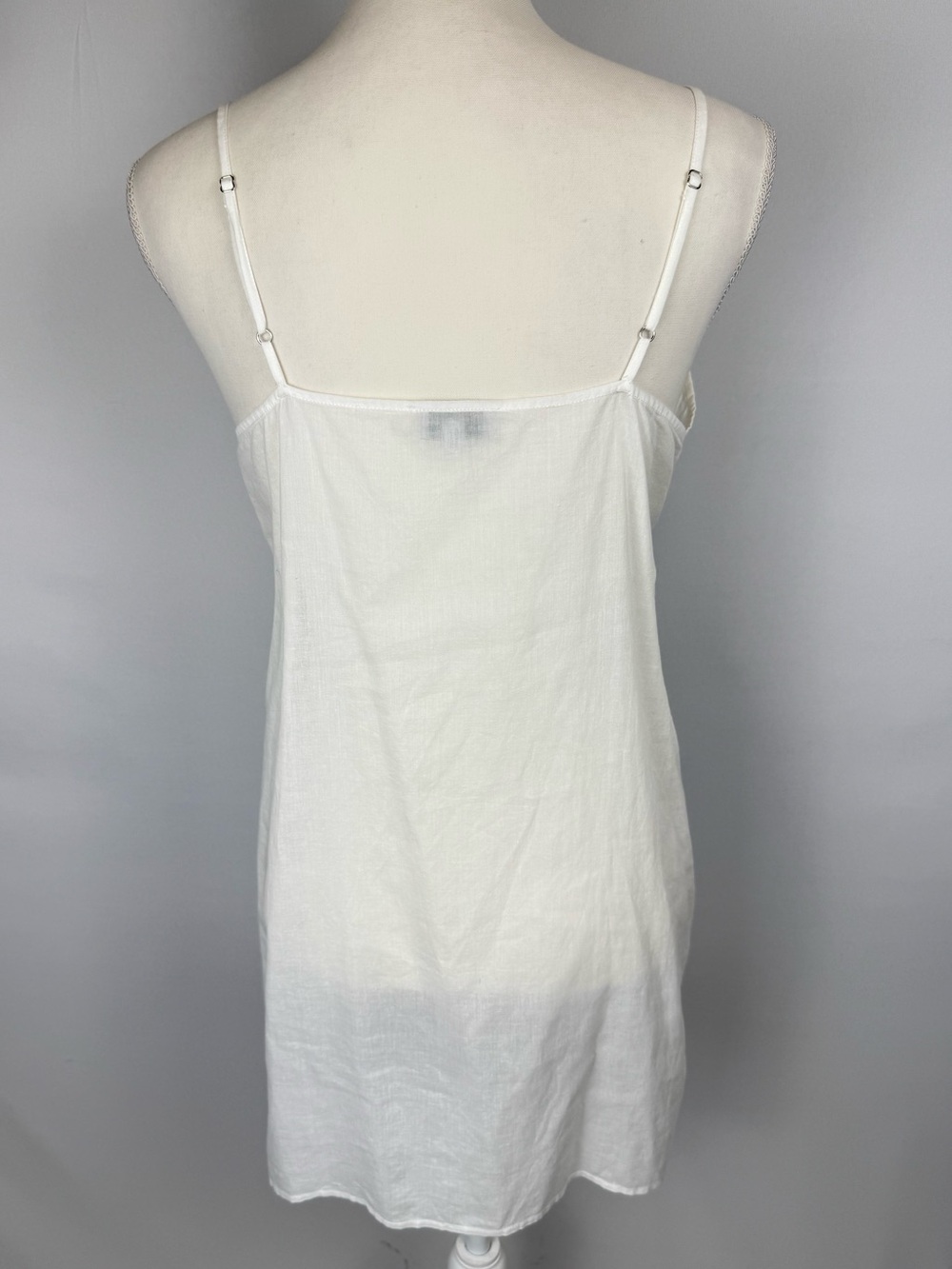Juliet Dunn London White Cotton Slip Dress Chemise V-Neck Lightweight Small - Picture 8 of 11